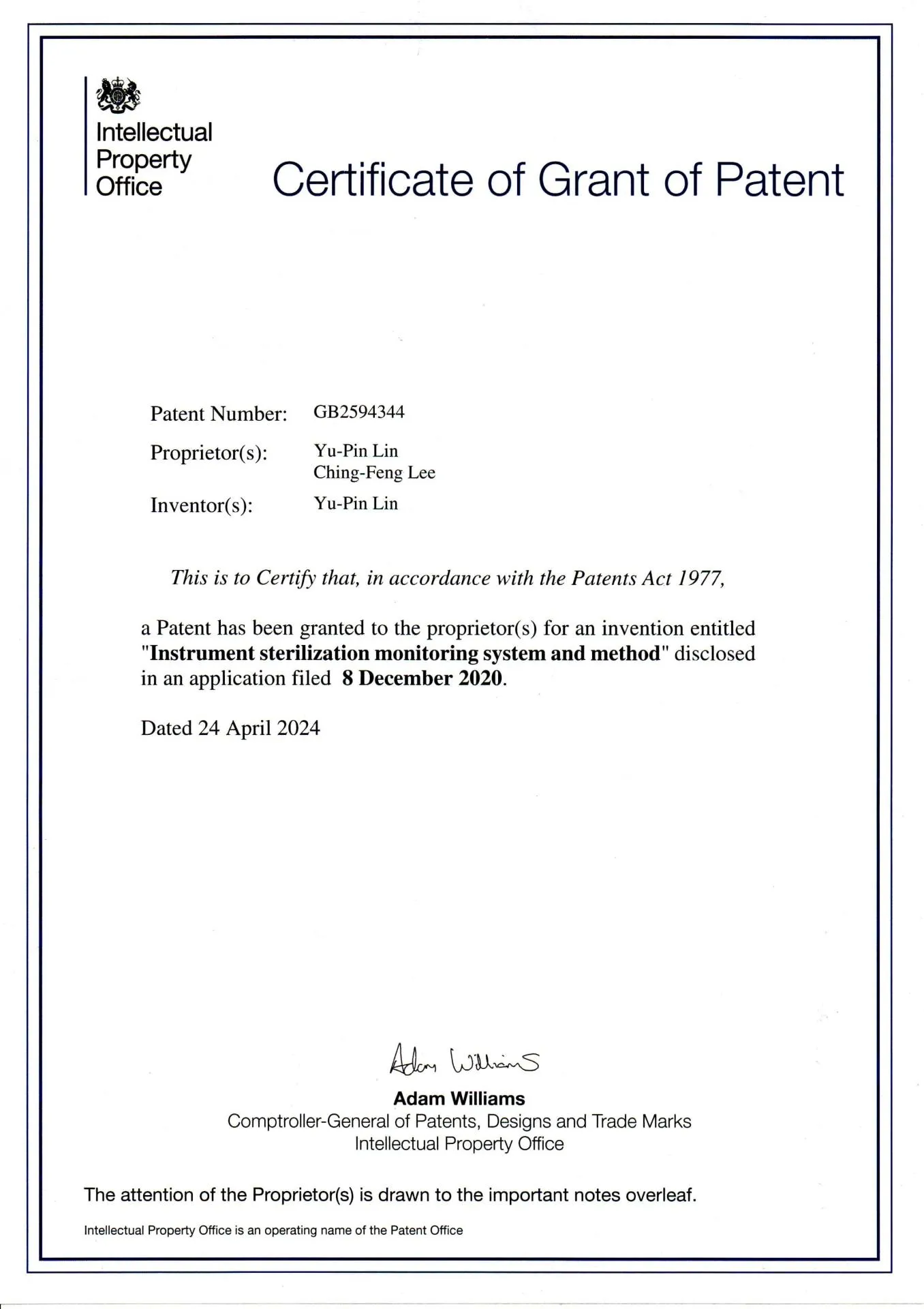 證號GB2594344-正面